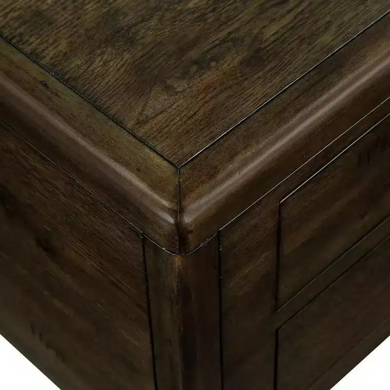Tavolino da caffè in legno Hostack da 40'' con 4 cassetti e gambe decorate con rivetti per soggiorno, facile da montare, color espresso