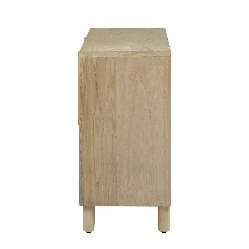 Luxystar Mobile Credenza a 4 Ante con Spazio Contenitore, Maniglie ad Arco Uniche e Ripiani Regolabili per Sala da Pranzo e Soggiorno, Naturale