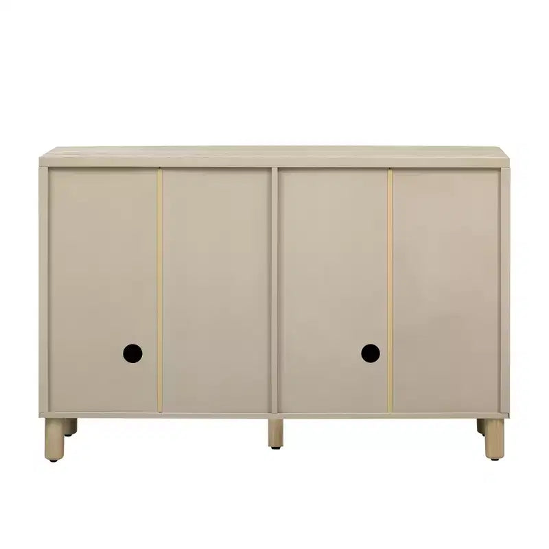 Luxystar Mobile Credenza a 4 Ante con Spazio Contenitore, Maniglie ad Arco Uniche e Ripiani Regolabili per Sala da Pranzo e Soggiorno, Naturale