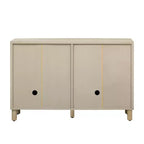 Luxystar Mobile Credenza a 4 Ante con Spazio Contenitore, Maniglie ad Arco Uniche e Ripiani Regolabili per Sala da Pranzo e Soggiorno, Naturale