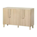 Luxystar Mobile Credenza a 4 Ante con Spazio Contenitore, Maniglie ad Arco Uniche e Ripiani Regolabili per Sala da Pranzo e Soggiorno, Naturale