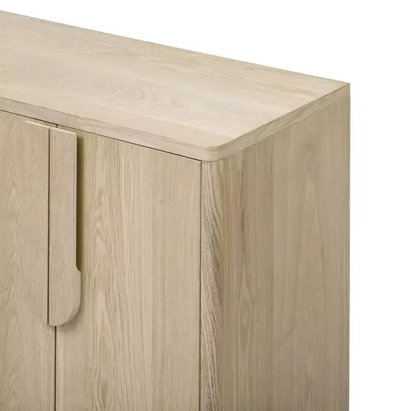Luxystar Mobile Credenza a 4 Ante con Spazio Contenitore, Maniglie ad Arco Uniche e Ripiani Regolabili per Sala da Pranzo e Soggiorno, Naturale