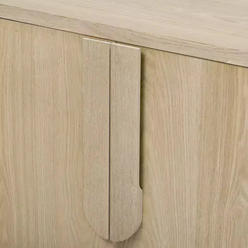 Luxystar Mobile Credenza a 4 Ante con Spazio Contenitore, Maniglie ad Arco Uniche e Ripiani Regolabili per Sala da Pranzo e Soggiorno, Naturale