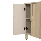 Luxystar Mobile Credenza a 4 Ante con Spazio Contenitore, Maniglie ad Arco Uniche e Ripiani Regolabili per Sala da Pranzo e Soggiorno, Naturale