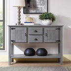48 Inch Solid Wood Sideboard Table with 2 Drawers, Cabinets and Base Shelf, Vintage Style Storage Buffet Cabinet for Living Room, Kitchen