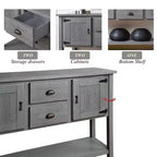 Tavolo a credenza in legno massello da 48 pollici con 2 cassetti, armadietti e ripiano inferiore, mobile buffet contenitore in stile vintage per soggiorno, cucina