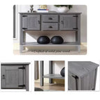 Tavolo a credenza in legno massello da 48 pollici con 2 cassetti, armadietti e ripiano inferiore, mobile buffet contenitore in stile vintage per soggiorno, cucina