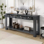 GDFStudio Tavolo consolle Lance in legno massello con cassetti e ripiano inferiore