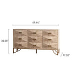 Comò moderno a 9 cassetti CLIHOME, cassettiere in legno chiaro, mobile TV per camera da letto, soggiorno, corridoio