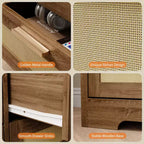 Comò a 12 cassetti per camera da letto, cassettiera moderna in rattan, organizer in legno con cassetti e maniglie in pannello di rattan, per cameretta, ingresso