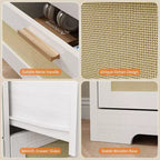 Comò a 12 cassetti per camera da letto, cassettiera moderna in rattan, organizer in legno con cassetti e maniglie in pannello di rattan, per cameretta, ingresso