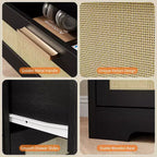 Comò a 12 cassetti per camera da letto, cassettiera moderna in rattan, organizer in legno con cassetti e maniglie in pannello di rattan, per cameretta, ingresso