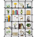 Acekool 20-Cube DIY Modular Storage Organizer, Wire Mesh Multi-Unit Bookshelf and Shelves, Adjustable Design, Black