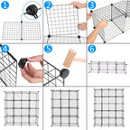 Acekool Organizzatore Modulare Fai da Te a 20 Scomparti, Libreria e Scaffali Multi-Unità in Rete Metallica, Design Regolabile, Nero
