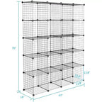 Acekool Organizzatore Modulare Fai da Te a 20 Scomparti, Libreria e Scaffali Multi-Unità in Rete Metallica, Design Regolabile, Nero