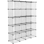 Acekool Organizzatore Modulare Fai da Te a 20 Scomparti, Libreria e Scaffali Multi-Unità in Rete Metallica, Design Regolabile, Nero