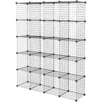Acekool Organizzatore Modulare Fai da Te a 20 Scomparti, Libreria e Scaffali Multi-Unità in Rete Metallica, Design Regolabile, Nero
