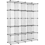 Acekool Organizzatore Modulare Fai da Te a 20 Scomparti, Libreria e Scaffali Multi-Unità in Rete Metallica, Design Regolabile, Nero