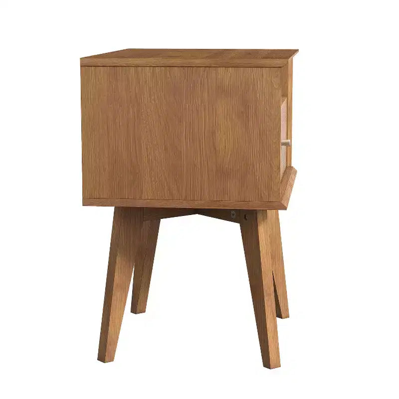 Galano Abby Serene Comodino con 1 cassetto e contenitore, set da 2 - Noce Ambrato