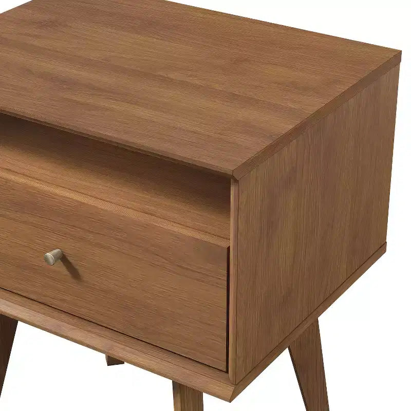 Galano Abby Serene Comodino con 1 cassetto e contenitore, set da 2 - Noce Ambrato