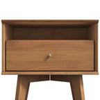 Galano Abby Serene Comodino con 1 cassetto e contenitore, set da 2 - Noce Ambrato
