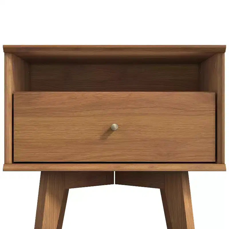 Galano Abby Serene Comodino con 1 cassetto e contenitore, set da 2 - Noce Ambrato
