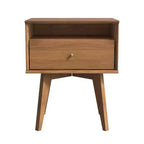 Galano Abby Serene Comodino con 1 cassetto e contenitore, set da 2 - Noce Ambrato