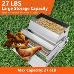 Mangiatoia per Galline, Automatica 12,2 kg Acciaio Zincato - A Pedale, Anti Ratti, Zero Sprechi, Alimenta 10 Galline per 11 Giorni, Adatta per Anatre, Galline Nane, Fagianidi