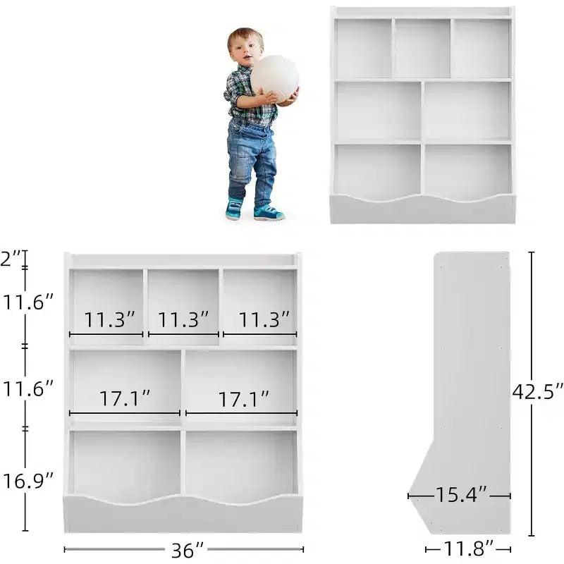 Acekool Libreria per Bambini a 3 Livelli e Mobile Contenitore per Giocattoli, Organizzatore Multi-Scomparto per Camera da Letto, Sala Giochi, Aule, Confezione da 2