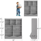 Acekool Libreria per Bambini a 3 Livelli e Mobile Contenitore per Giocattoli, Organizzatore Multi-Scomparto per Camera da Letto, Sala Giochi, Aule, Confezione da 2