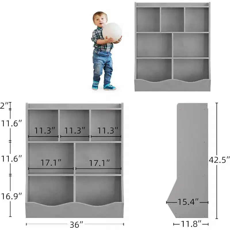 Acekool Libreria per Bambini a 3 Livelli e Mobile Contenitore per Giocattoli, Organizzatore Multi-Scomparto per Camera da Letto, Sala Giochi, Aule, Confezione da 2