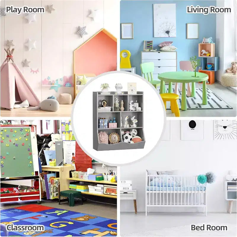 Acekool Libreria per Bambini a 3 Livelli e Mobile Contenitore per Giocattoli, Organizzatore Multi-Scomparto per Camera da Letto, Sala Giochi, Aule, Confezione da 2