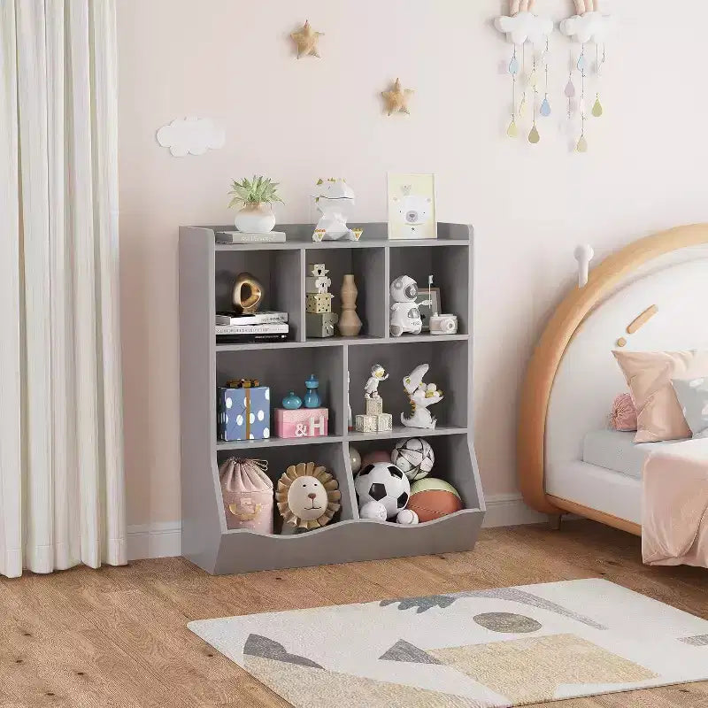 Acekool Libreria per Bambini a 3 Livelli e Mobile Contenitore per Giocattoli, Organizzatore Multi-Scomparto per Camera da Letto, Sala Giochi, Aule, Confezione da 2