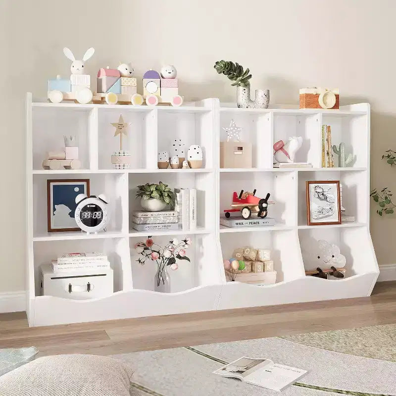 Acekool Libreria per Bambini a 3 Livelli e Mobile Contenitore per Giocattoli, Organizzatore Multi-Scomparto per Camera da Letto, Sala Giochi, Aule, Confezione da 2