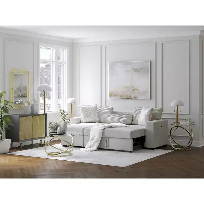Signature Design by Ashley Crimonti Set 3 Pezzi di Tavolini in Vetro con Tavolini Laterali - Finitura Oro Champagne