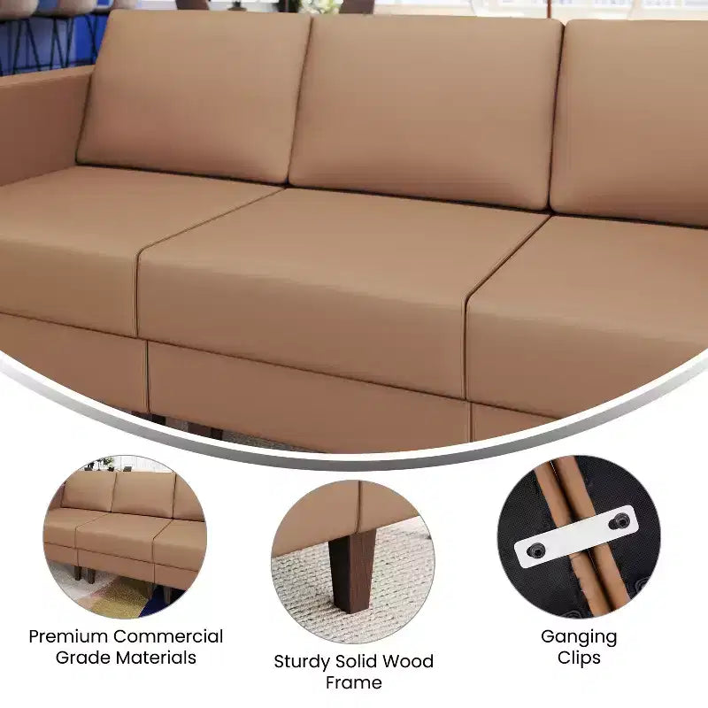 Flash Furniture HERCULES Artemis Sedia da reception imbottita con gambe in legno di noce e piedini regolabili