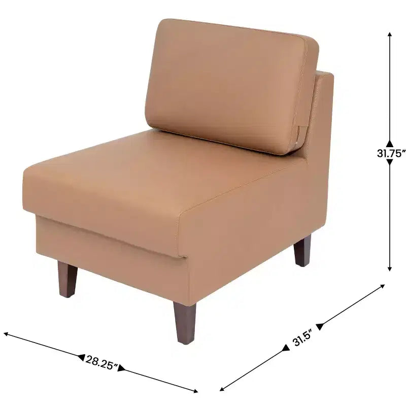 Flash Furniture HERCULES Artemis Sedia da reception imbottita con gambe in legno di noce e piedini regolabili