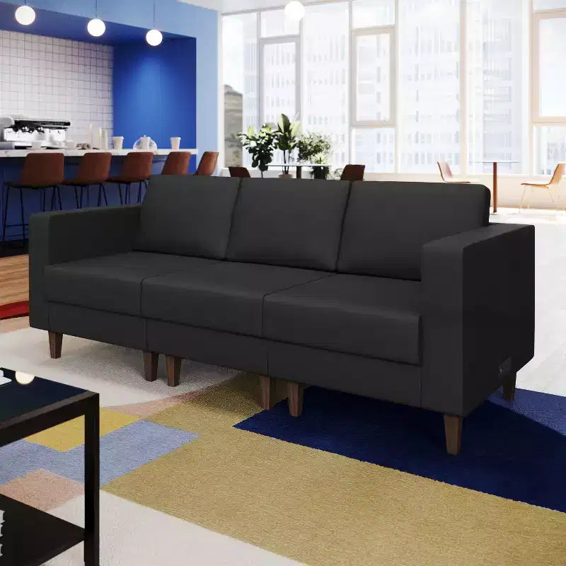 Flash Furniture HERCULES Artemis Sedia da reception imbottita con gambe in legno di noce e piedini regolabili