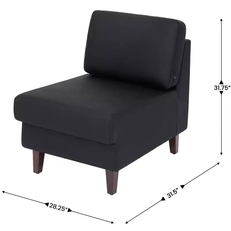 Flash Furniture HERCULES Artemis Sedia da reception imbottita con gambe in legno di noce e piedini regolabili