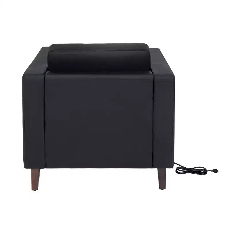 Flash Furniture HERCULES Artemis Set da 3 pezzi per reception imbottito, 8 prese CA/4 porte USB/4 porte USB-C e gambe in legno noce con piedini regolabili