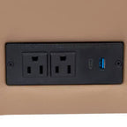 Flash Furniture HERCULES Artemis Set da 3 pezzi per reception imbottito, 8 prese CA/4 porte USB/4 porte USB-C e gambe in legno noce con piedini regolabili