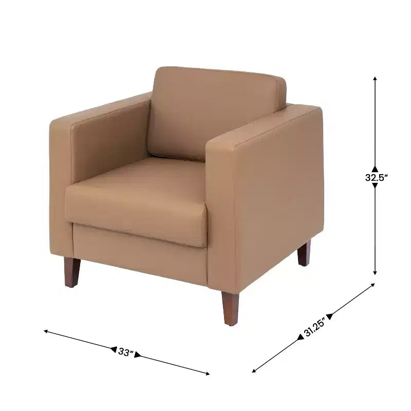 Flash Furniture HERCULES Artemis Set da 3 pezzi per reception imbottito, 8 prese CA/4 porte USB/4 porte USB-C e gambe in legno noce con piedini regolabili