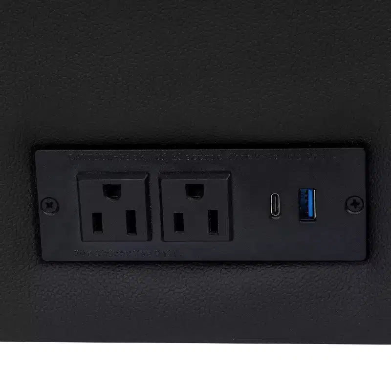 Flash Furniture HERCULES Artemis Set da 3 pezzi per reception imbottito, 8 prese CA/4 porte USB/4 porte USB-C e gambe in legno noce con piedini regolabili