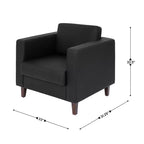 Flash Furniture HERCULES Artemis Set da 3 pezzi per reception imbottito, 8 prese CA/4 porte USB/4 porte USB-C e gambe in legno noce con piedini regolabili