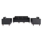 Flash Furniture HERCULES Artemis Set da 3 pezzi per reception imbottito, 8 prese CA/4 porte USB/4 porte USB-C e gambe in legno noce con piedini regolabili