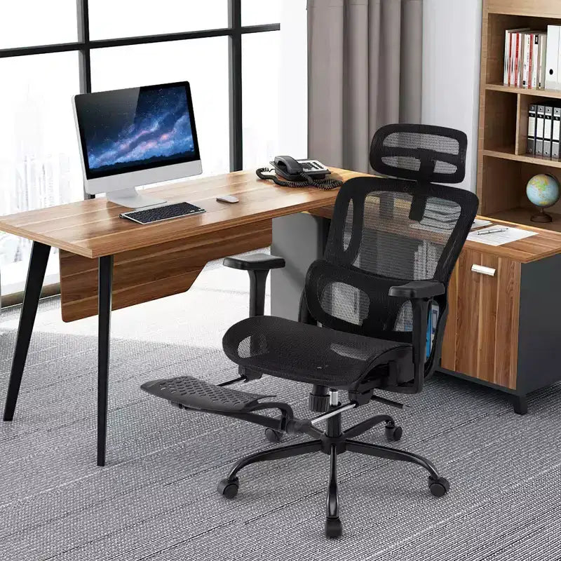 Sedia da ufficio ergonomica Costway con poggiatesta girevole e supporto lombare regolabile