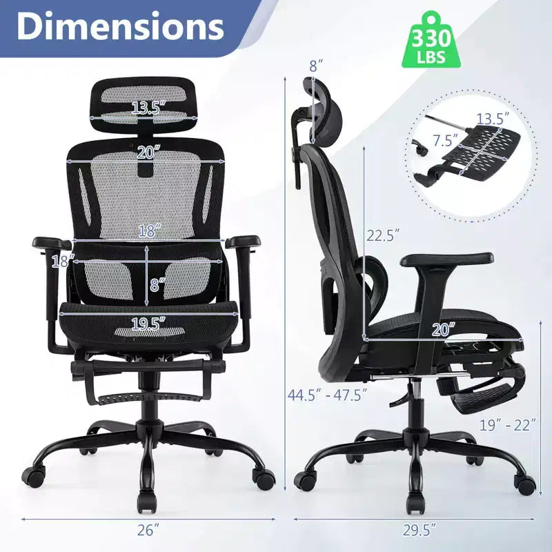 Sedia da ufficio ergonomica Costway con poggiatesta girevole e supporto lombare regolabile
