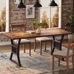 Tavolo da pranzo da 180 cm per 4-6 persone, tavolo da cucina rettangolare in legno industriale con gambe in metallo per soggiorno, sala da pranzo
