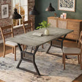 70.8in Farmhouse Dining Table For 4-6 Person, Industrial Wooden Rectangle Kitchen Table with Metal Legs for Living Room, Dining Room