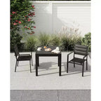 Tavolo da Patio Espandibile da 80-160 cm per 4-6 Persone, Tavolo da Pranzo Rettangolare da Esterno con Piano Effetto Legno per Giardino, Terrazza, Portico